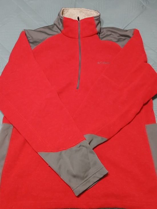 Columbia Other - Columbia Men’s Red Gray 1/4 Zip Fleece Pullover Outdoors Sherpa Collar Large